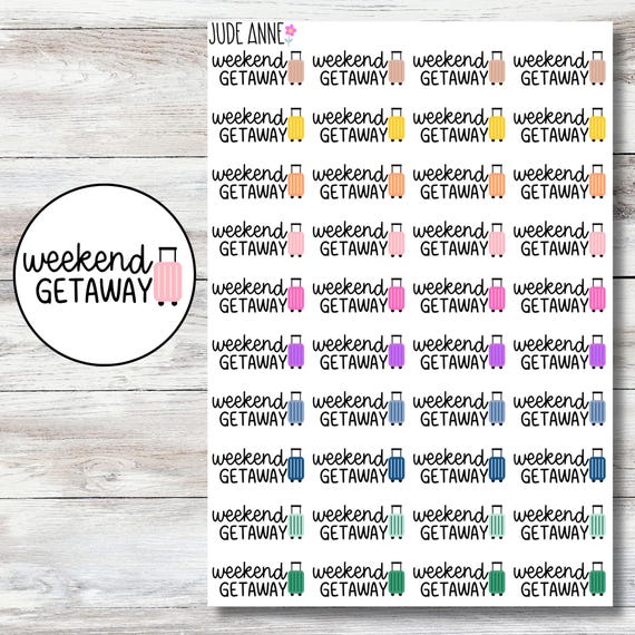 Weekend Getaway Planner Stickers, Vacation Planner stickers for Calendar, Agendas, or Bujo