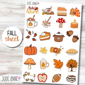 Fall Planner Stickers,Fall Theme Sticker Sheet, Bujo Fall Stickers