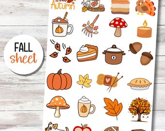 Fall Planner Stickers,Fall Theme Sticker Sheet, Bujo Fall Stickers
