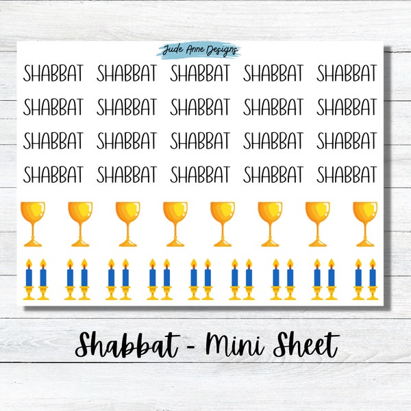 Shabbat Jewish Planner Stickers, Jewish Calendar Stickers, Jewish Gift, Celebration Stickers, Sticker Sheet for Planning