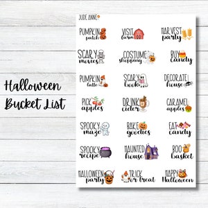 Pegatinas para planificador de lista de deseos de Halloween, lista de verificación de Halloween, pegatinas para planificador de vacaciones, Bujo y calendarios
