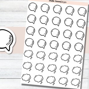 Pegatinas para planificador con burbujas de diálogo y pensamiento / Pegatinas para planificador con citas / Pegatinas para planificador lindas