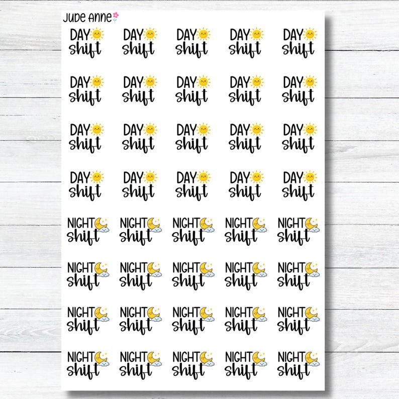 Work Shift Sticker Day Shift Night Shift Planner Stickers | Work Schedule Stickers | Nurse ...