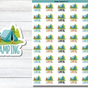 Pegatinas para planificador de campamento / Hoja de pegatinas para carpas de campamento / Hoja de pegatinas lindas / Bullet Journal / Bujo / Pegatinas de calendario