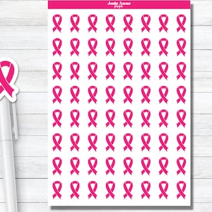 Feuille d'autocollants avec ruban cancer du sein (64), autocollants de planification de cancer du sein, sensibilisation au cancer du sein