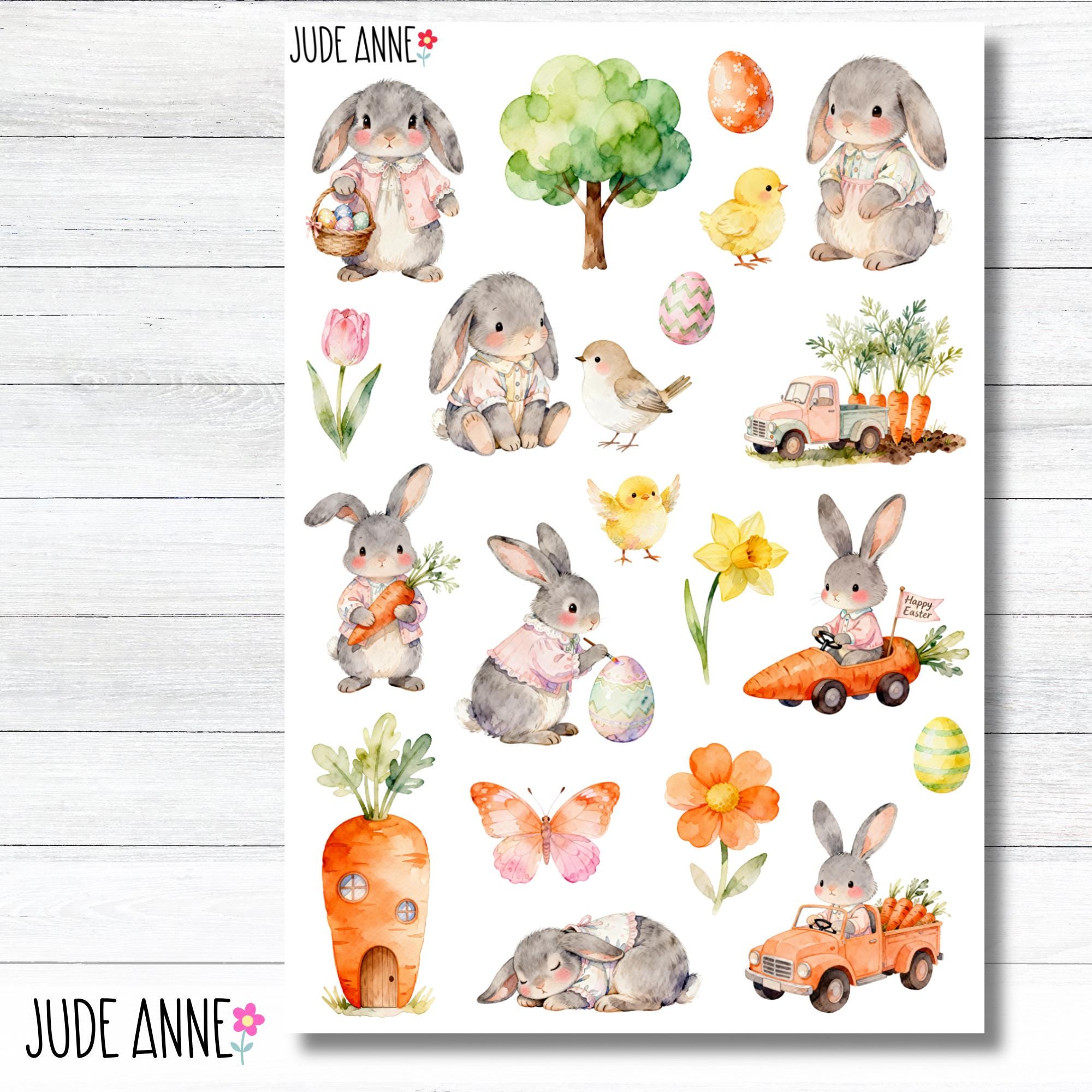 Easter Bunny Planner Stickers | Cute Spring Rabbits, Chicks & Eggs ...