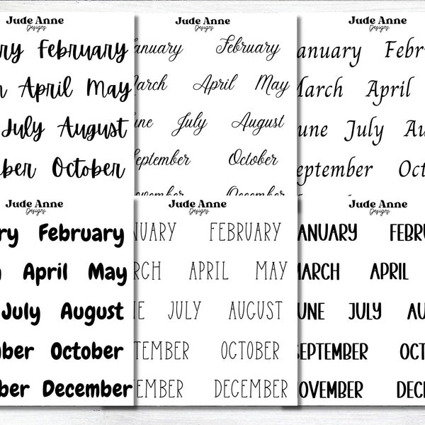 Month Stickers for Planners, Month Bullet Journal Stickers, Calendars, Agendas, Non-dated Calendars