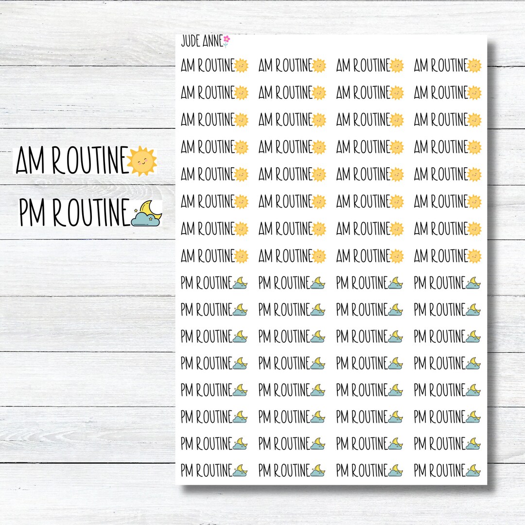 Morning Routine Planner Stickers, Evening Routine, Daily Script Planner ...