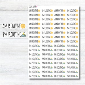Morning Routine Planner Stickers, Evening Routine, Daily Script Planner Stickers, Script Stickers, Cute Planning Stickers, Bujo Stickers