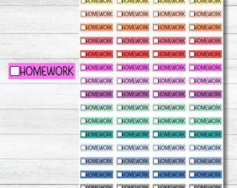 Homework Reminder Planner Stickers, Checkbox Homework Stickers, School Calendar, Sticker Sheet for Planning