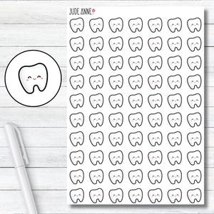 Stickers planificateur de dentiste | Stickers icônes de dent pour agendas | Suivi du brossage des dents