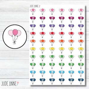 Pegatinas para planificador de cumpleaños, pegatinas para planificador con globos de colores: pegatinas funcionales decorativas para diarios, planificadores, álbumes de recortes y bujo