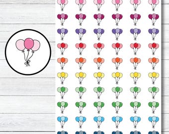 Birthday Planner Stickers, Colorful Balloon Planner Stickers – Decorative Functional Stickers for Journals, Planners, Scrapbooking, Bujo