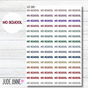 No School Script Planner Stickers, School Planner Stickers, Script Stickers, Cute Planning Stickers, Bujo Stickers