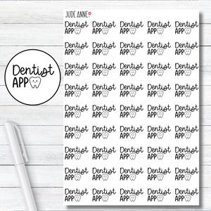 Autocollants pour planificateur de rendez-vous chez le dentiste | Stickers icônes de dent pour agendas | Stickers de rappel de rendez-vous