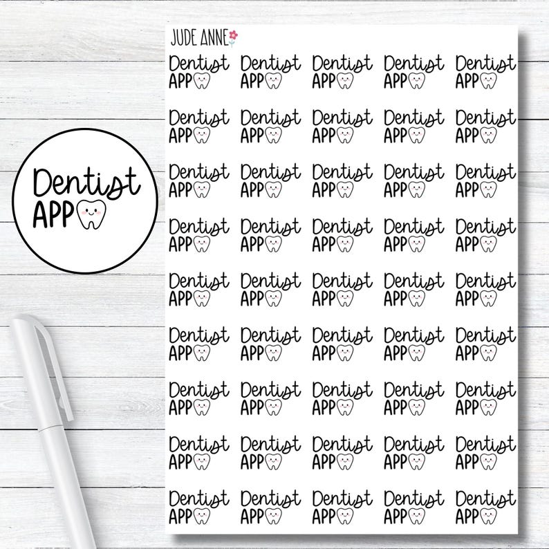 Dentist Appointment Planner Stickers | Tooth Icon Stickers for Planners ...