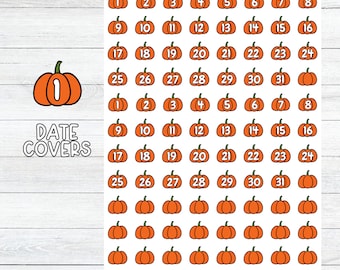 Pumpkin Date Covers Planner Stickers | Fall Planner Deco Stickers | Cute Planner Stickers