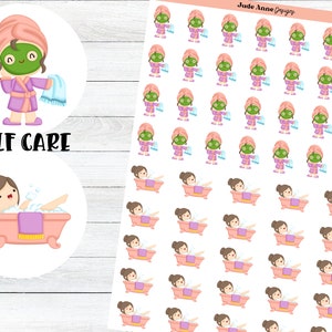 Stickers pour agenda d'entretien personnel | Stickers journée au spa | Stickers agenda mignons | Stickers fille | Stickers bain