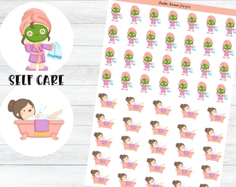 Self Care Planner Stickers | Spa Day Stickers | Cute Planner Stickers | Girl Stickers | Bath Stickers