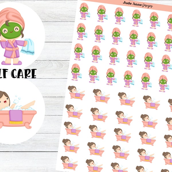 Self Care Planner Stickers | Spa Day Stickers | Cute Planner Stickers | Girl Stickers | Bath Stickers