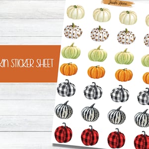Pumpkin Planner Stickers, Fall Sticker Sheet, Calendar, Aesthetic Pumpkin Stickers