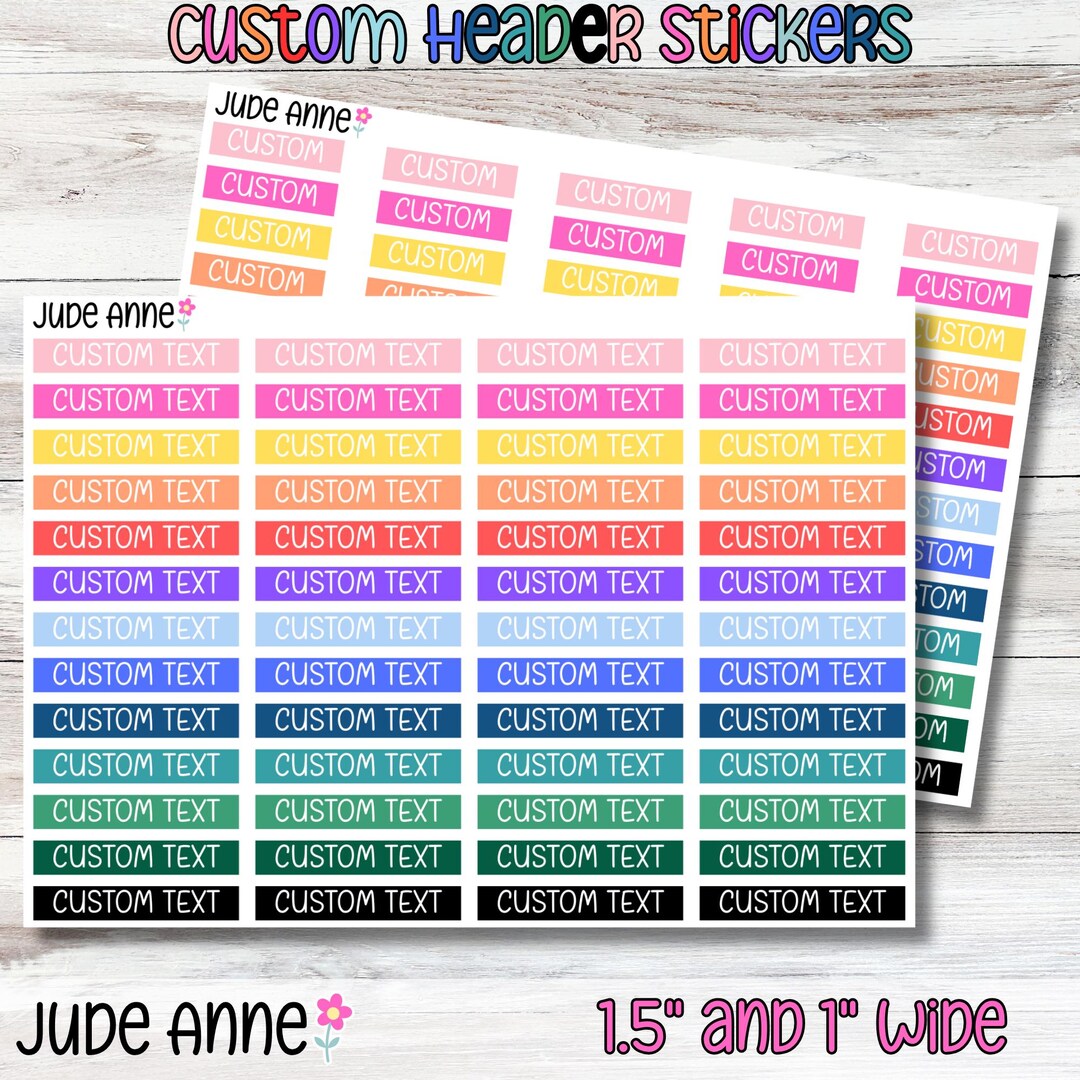Sticker Header System Custom Header Stickers | Planner Stickers | Personalized Script ...