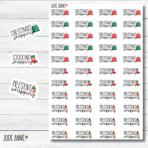 Pegatinas para planificadores de compras navideñas, pegatinas para envolver regalos navideños, pegatinas para planificadores de diciembre, pegatinas para planificadores de vacaciones, bujos y calendarios