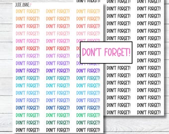 Don't Forget Script Planner Stickers – Reminder Planner Stickers for Journals, Bullet Planners Calendars