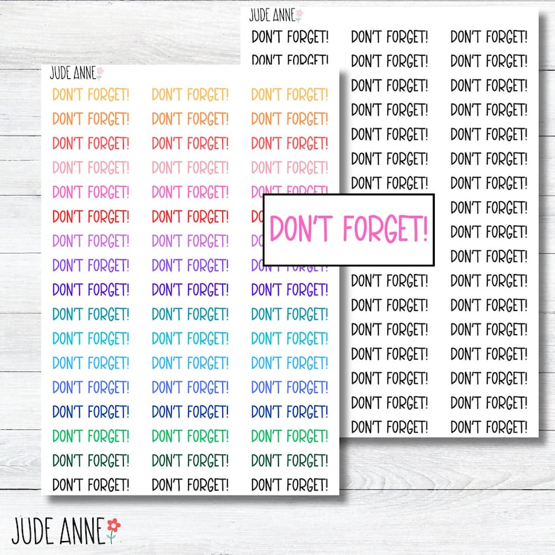 Don't Forget Script Planner Stickers – Reminder Planner Stickers for ...