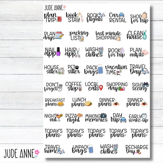 Vacation Planner Stickers | Vacation Planning Checklist | Vacation Planner Stickers | Travel Planner Stickers