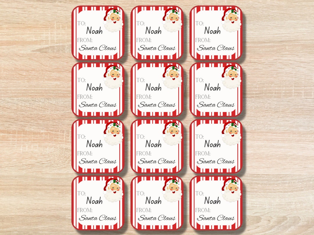 Personalized Gift Tags From Santa, Custom Gift Labels for Christmas