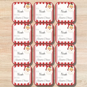 Personalized Gift Tags From Santa, Custom Gift Labels for Christmas, Present from Santa, Kids Present from Santa, Secret Santa, Custom Name