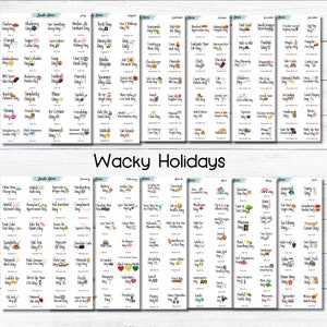 2024 Wacky Holidays Stickers, Planner Stickers, National Day Icons, U.S. Holidays, Boju Holidays, Sticker Sheet for Planning