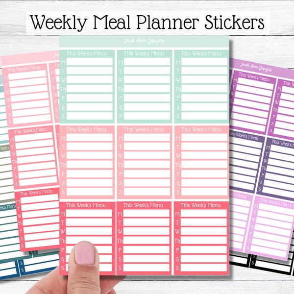 Weekly Meal Planner Stickers, Dinner Planning, Lunch Planning Sticker, Functional Stickers, Meal Organization