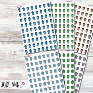 Stickers poubelle et recyclage, rappel pour la journée poubelle, stickers pour poubelle et recyclage