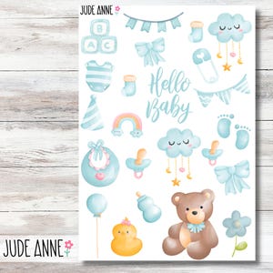 Pegatinas para planificador de bebé niño / Álbum de recortes de bebé niño / Icono de pañal lindo / Regalo para baby shower de niño