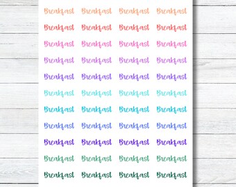 Breakfast Script Planner Stickers, Breakfast Planner Sheet, Meal Planning for Planners, Bujo, or Calendars
