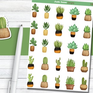 Pegatinas del planificador de plantas, pegatinas lindas del planificador de cactus, pegatinas de plantas de iconos, pegatinas de diario de balas