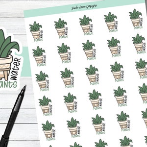 Pegatinas de planificador de plantas de agua, bonitas pegatinas de planificador, pegatinas de plantas de iconos, hoja de pegatinas para planificación, pegatinas de diario de balas