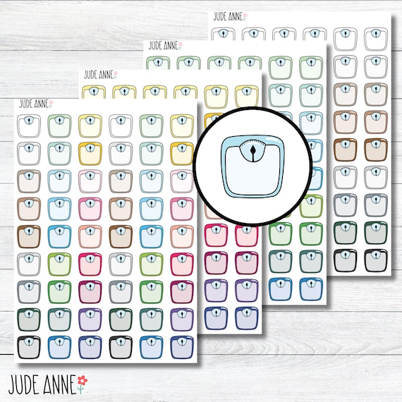 Weight Tracker Planner Stickers – Scale Icon Stickers for Planners, Fitness Journal, Health & Wellness Stickers, Workout Motivation Stickers