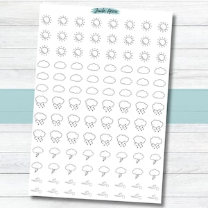 Pegatinas para planificadores meteorológicos, iconos meteorológicos, pegatinas de seguimiento del tiempo para planificadores, pegatinas bonitas para planificadores, pegatinas funcionales