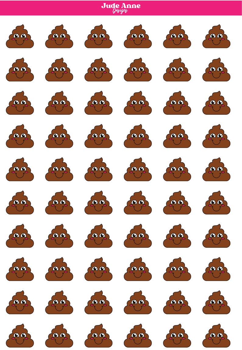 Poop Emoji Stickers, Poop Planner Sticker sheet, Bowel Movement Tracker, Functional Sticker image 3