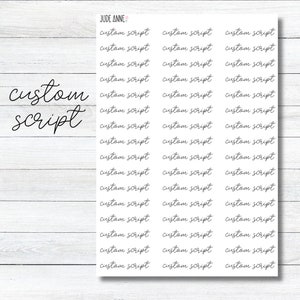 Custom Text Stickers, Color Options, Sticker Sheets, Custom Script, Organization Stickers, Bujo Stickers, Journaling Script Stickers