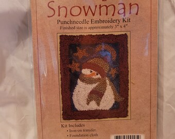 Midnight Snowman Punchneedle Embroidery KIT