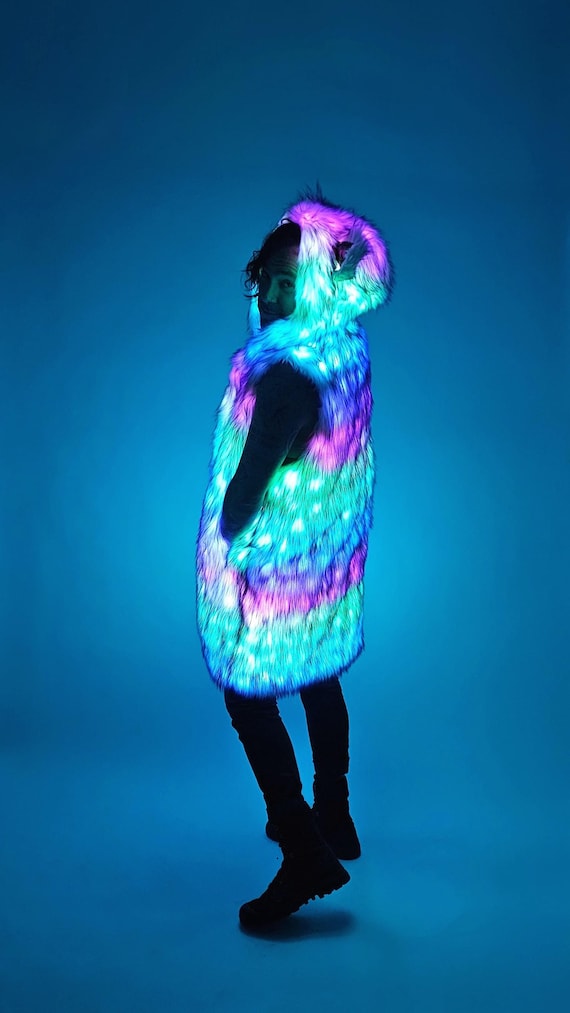 Custom LED Faux Fur Vest | Burning Man | Rave | Costume
