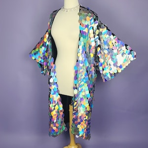 Iridescent Sequin Kimono | Large Teardrop Sequins | Iridescent Paillette Sequins | Festival Outfit
