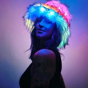 Faux Fur Bucket Hat with LEDs