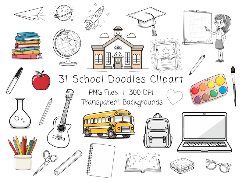 31 School Clipart, PNG, Back to School Clipart, Teacher Clipart, School ...