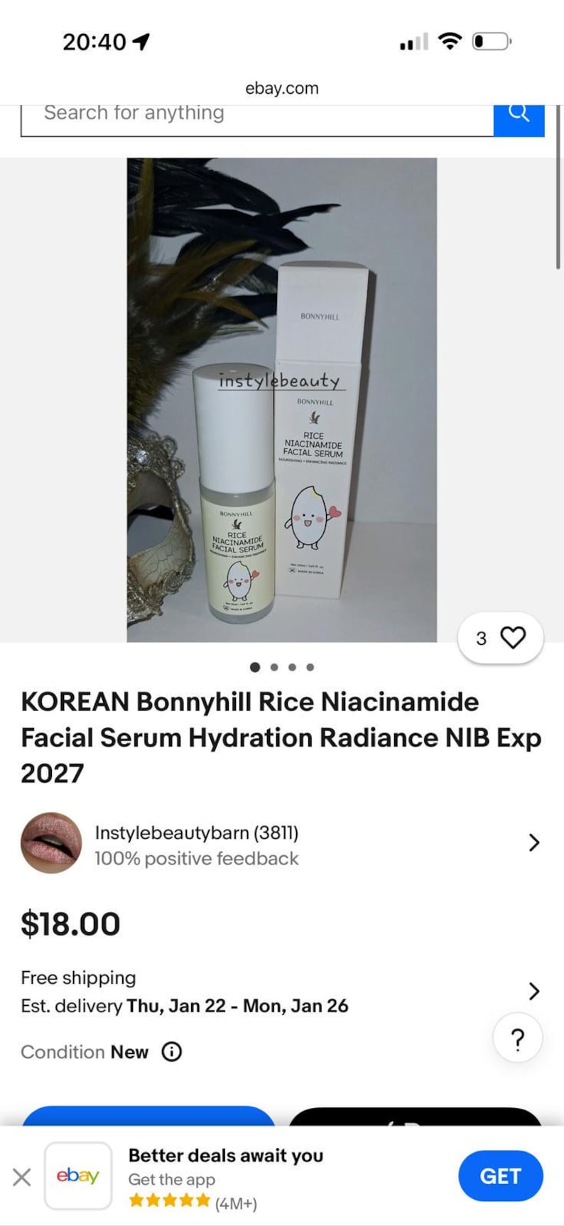 KOREAN Bonnyhill Rice Niacinamide Facial Serum Hydration Radiance NIB Exp 2028 Bild 5