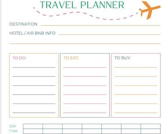 Agenda di viaggio estiva / Pianificatore di vacanze / Organizzatore di viaggi / Pianificatore di viaggi / Itinerario di viaggio / Organizzatore di vacanze / Download immediato
